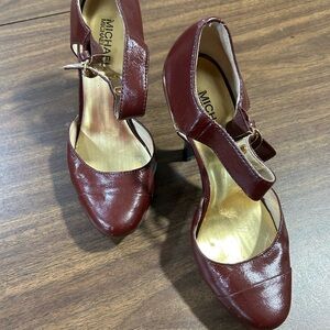 Michael Kors Maroon Heels with Gold Accents 7